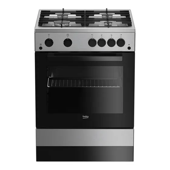 Cocina Gas Beko FSGT-62130 Acero Inoxidable 4 Hornallas 85x60x60cm 70lt