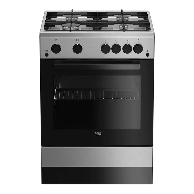 Cocina Gas Beko FSGT-62130 Acero Inoxidable 4 Hornallas 85x60x60cm 70lt