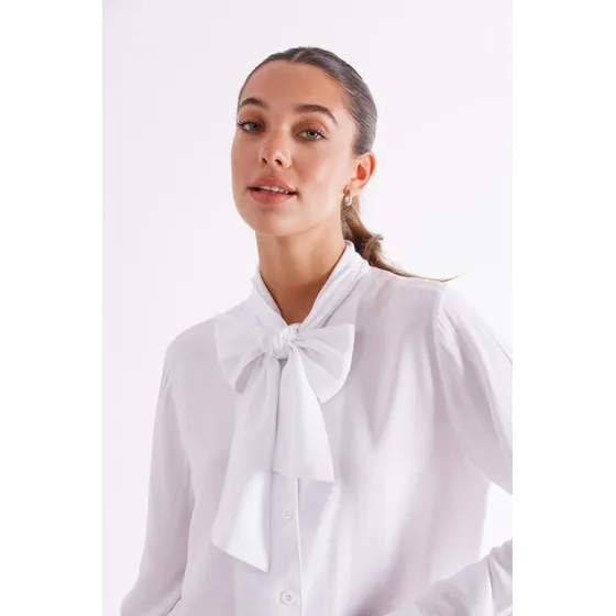 Camisa De Trabajo Con Corbata Para Mujer - Upminorista