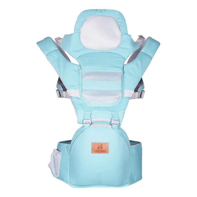 Mochila Cangurera Para Bebe KIDDOS Porta-bebes Ergonómica Multifuncional Correas Ajustable Acolchonadas Con Bolsas De Almacenamiento Soporte Firme Cinturones De Seguridad 9 En 1 Funciones Color Aqua