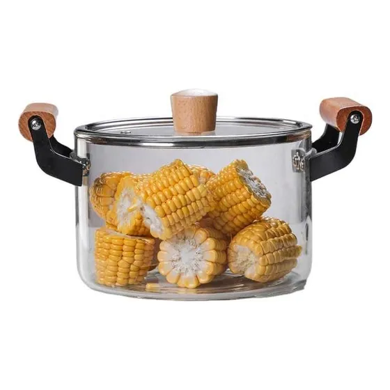 Olla Cocina Vidrio Cacerola Transparente Tapa Sopa Alto Do