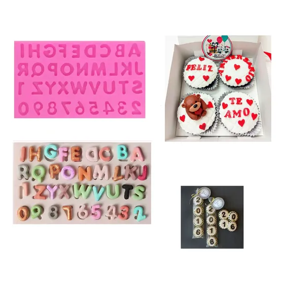 Molde De Silicón Mini Letras Fondant Resina Repostería 