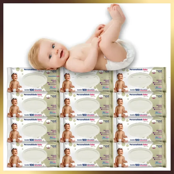 Kit 12 Pcts Lenço Umedecido Personalidade Baby 1.200 Toalhas