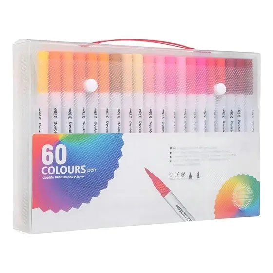 Marcadores Doble Punta Pincel Punta Fina 60 Colores Lápices