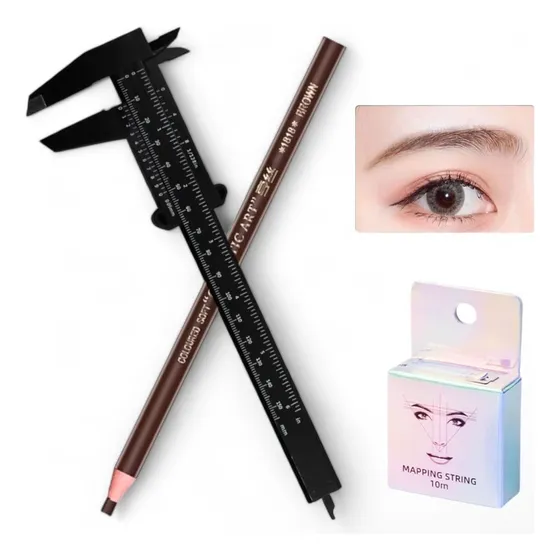 Kit Visagismo De Cejas Con Regla + Hilo De Mapping Y Lápiz
