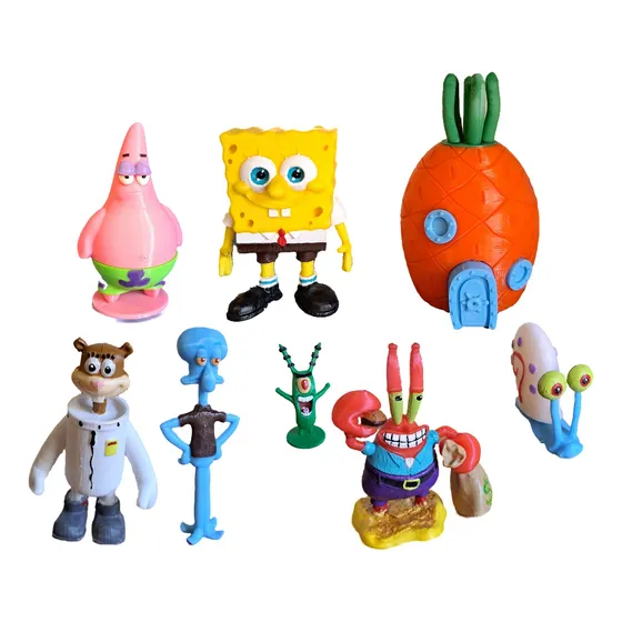 Bob Esponja Set 7 Personajes + Casa Piña