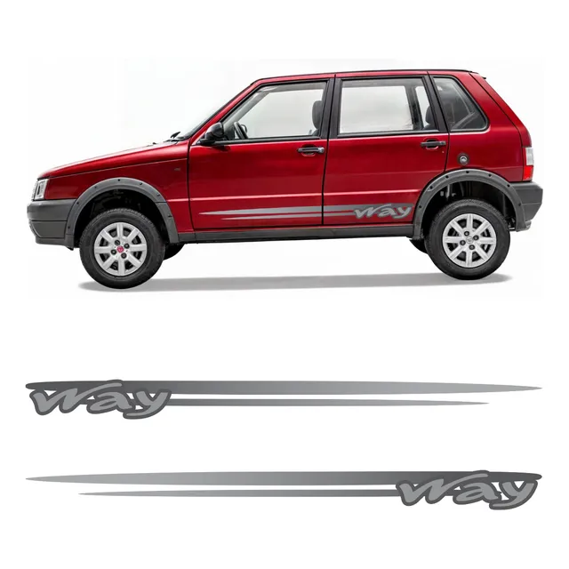 Kit Adesivo Faixa Lateral Fiat Uno Way Mille 2009 10 11 2012
