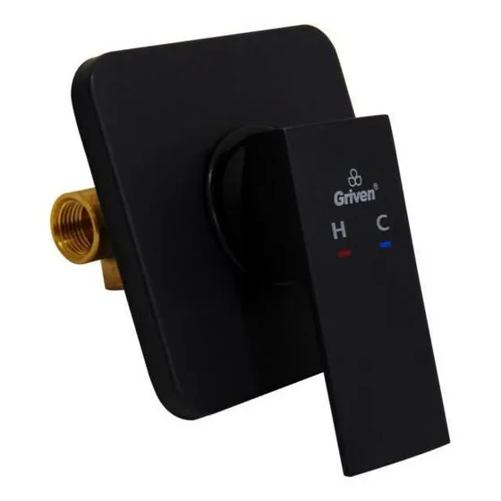 Llave Ducha Monomando Agua Friacaliente Acero Negro Griven