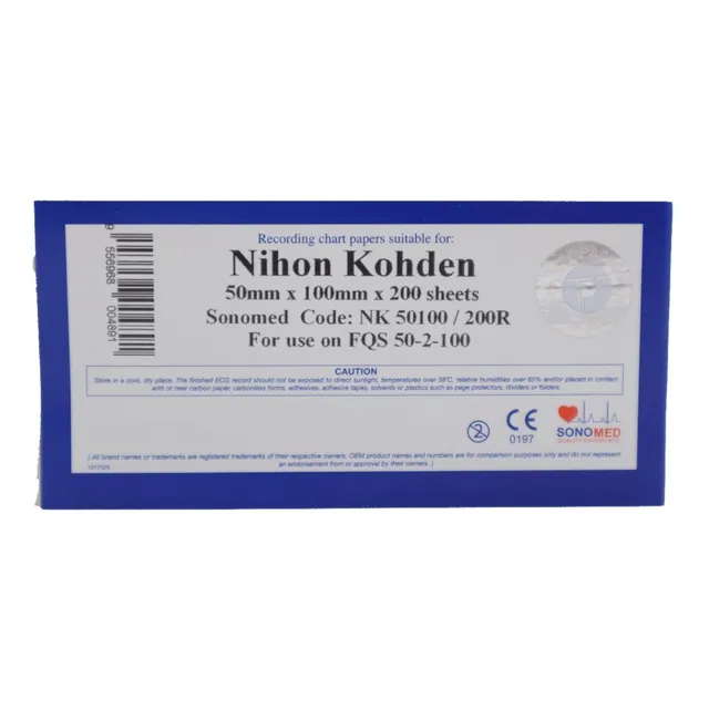 Papel Termico Ecg 50mm X 100mm X 200 Hojas Para Nihon Kohden