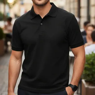 Camisa Polo Preta / Malha Piquet Alta Qualidade Masculina