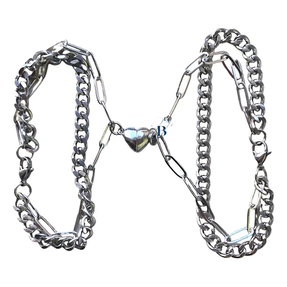 Pulseras Compartir Cadenas Con Imán Amistad Acero Quirúrgico
