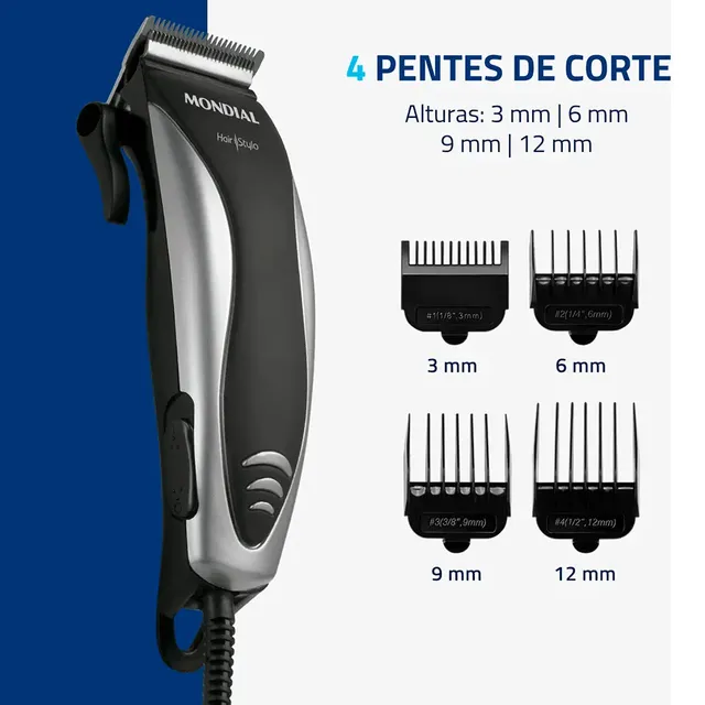 Cortador De Cabelos Hair Stylo Mondial Preto/prata Cr-02 Preto