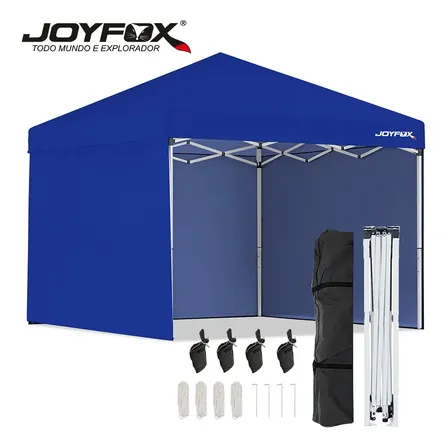 Gazebo Articulado Joyfox Azul 3x3m com Proteção UV e Paredes
