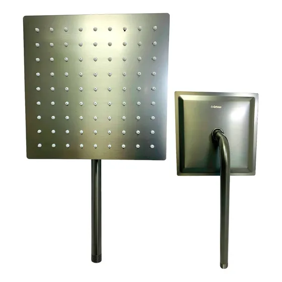 Regadera Para Baño Cuadrada 8  Gris Metalico Marca Griven