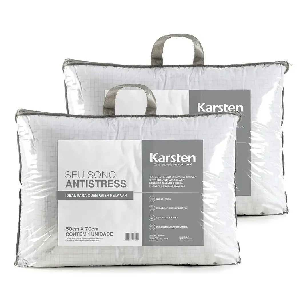 Kit 2 Travesseiros Antialérgico 50x70cm Hotelaria Karsten