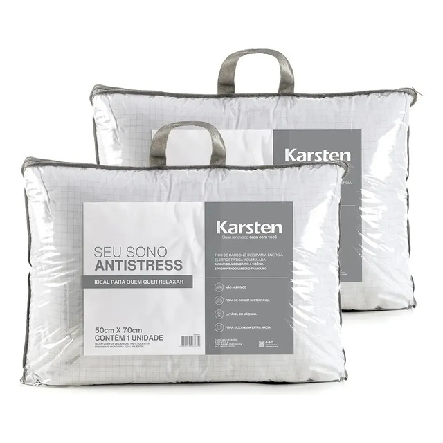 Kit 2 Travesseiros Antialérgico 50x70cm Hotelaria Karsten Branco Kit 2 Travesseiros Antialérgico 50x70cm Hotelaria Karsten Branco
