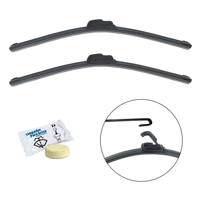 Limpador De Parabrisa Par Palheta Paleta Gancho Silicone 