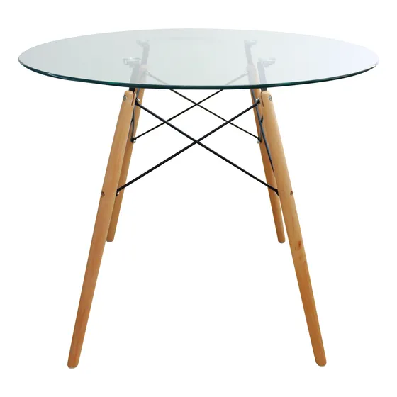 Comedor Dkr Eames Vidrio 90x90 Cm Transparente 4 Puestos