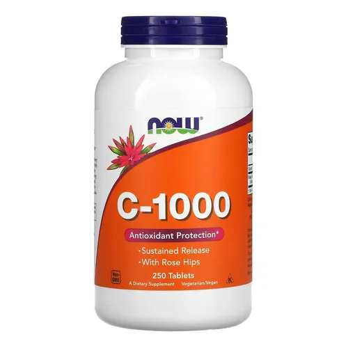 Vitamina C 1000 mg y rosa mosqueta Now Foods, 250 tabletas, sabor sin sabor