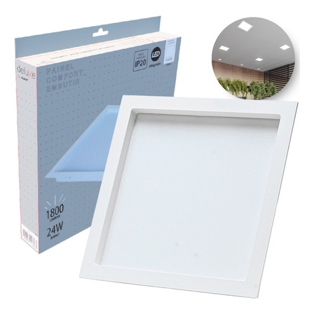 Painel Led Recuado 24w Quadrado 6500k Comfort Branco Frio 26cm Branco Fosco Cód: 908091371 Deluxe By Avant Painel Led Recuado 24w Quadrado 6500k Comfort Branco Frio 26cm Branco Fosco Cód: 908091371 Deluxe By Avant