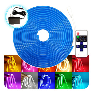 Tira Led Neón Flex Unicolor Control Y Eliminador 5 Metros Tira Led Neón Flex Unicolor Control Y Eliminador 5 Metros