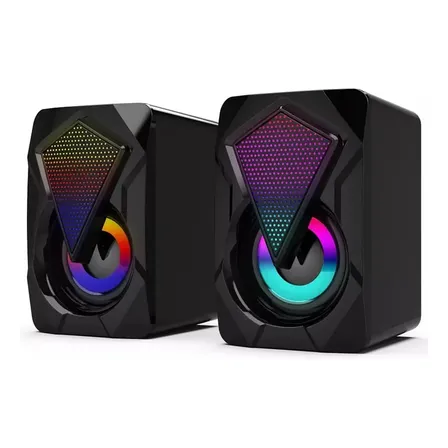Caixa De Som Gamer Speaker Sp-rgb 01 Com Subwoofer E Led Rgb 6w Preto