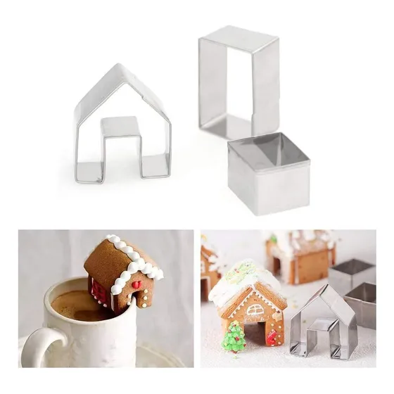 Kalaien 3pcs Acero Inoxidable Mini Casa Molde De Galleta De