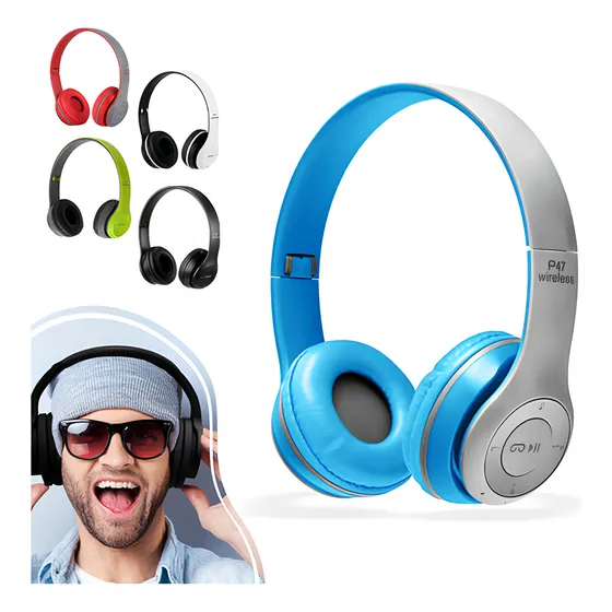 Fone De Ouvido Bluetooth Sem Fio Regulável Corrida Treino Academia Entrada P2 Mp3 Wireless Para Smartphone Pc Desktop Casenn Azul E Cinza