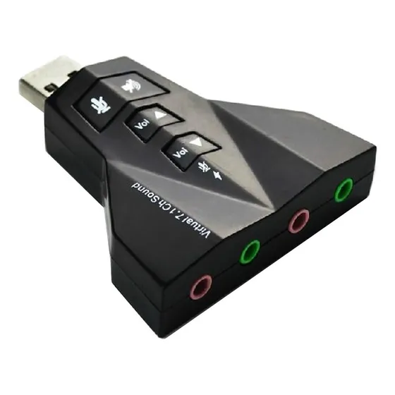 Tarjeta De Sonido Usb Externa 7.1 Doble Jack Mic Y Audio Color Negro