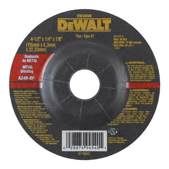 Disco De Esmerilar O Desbaste De 4 1/2 
