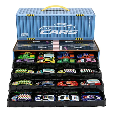 Kit 48 Carrinhos Miniatura Fricção Caixa Pista Sortidos 1:64 Azul