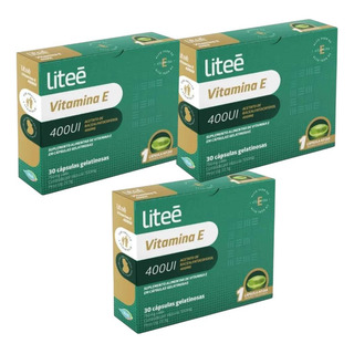 Kit Vitamina E 400ui Liteé Com 3 Caixas De 30 Cápsulas Cada Kit Vitamina E 400ui Liteé Com 3 Caixas De 30 Cápsulas Cada