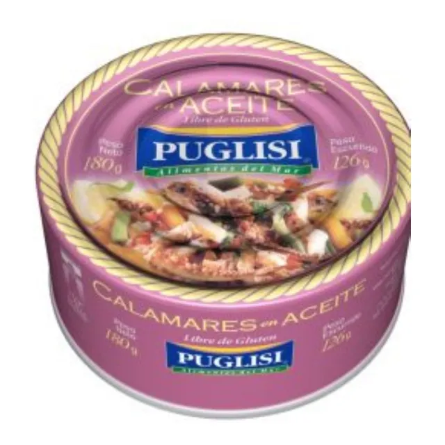 Calamar Puglisi  En Aceite  Lata 180 Grs X 6 Unidades
