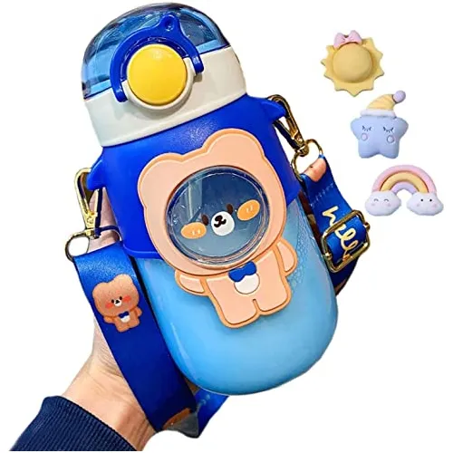 Excvalues Kawaii Botella De Agua Con Paja Y Correa, 322y0