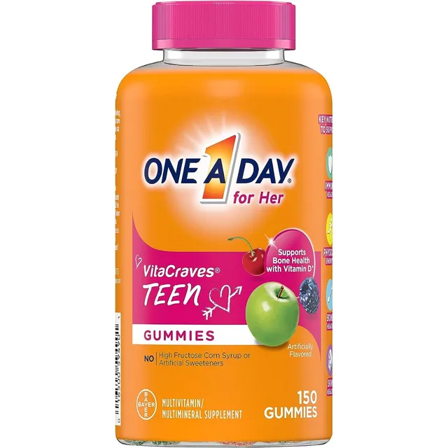 One A Day For Her Vitacraves Teen Vitaminas Adolescentes 150 Sabor Frutas