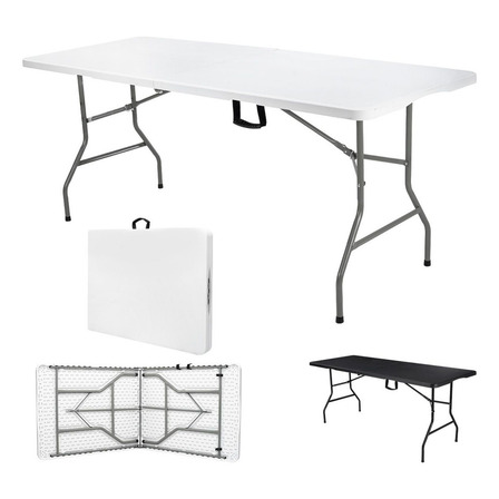 Mesa Plegable Plástico Tipo Portafolio Jardín Portátil 1.80m Color Blanco Mesa Plegable Plástico Tipo Portafolio Jardín Portátil 1.80m Color Blanco