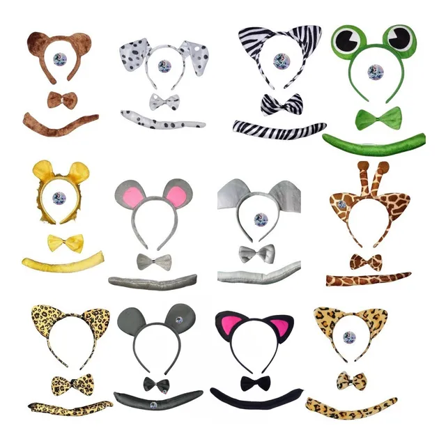 Oreja De Animales, Corbatín  Y Cola- Disfraz De Animal- Disfraces De Animales- Accesorios Para Disfraz