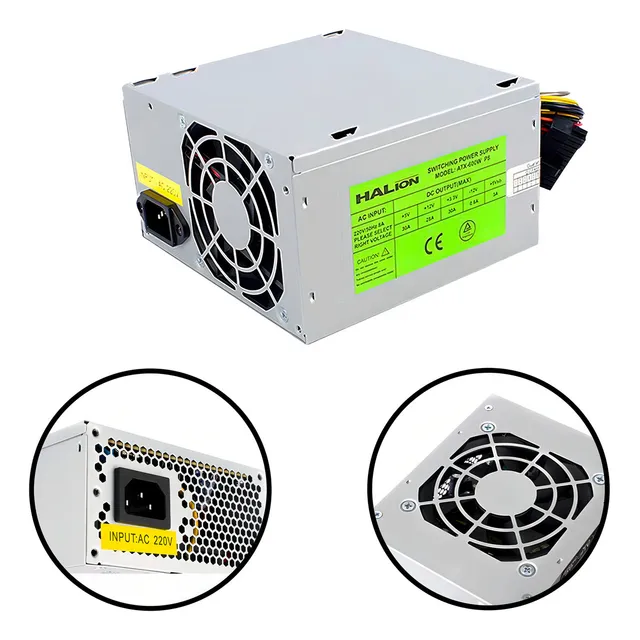 Fuente De Poder Halion Atx-600w Gris