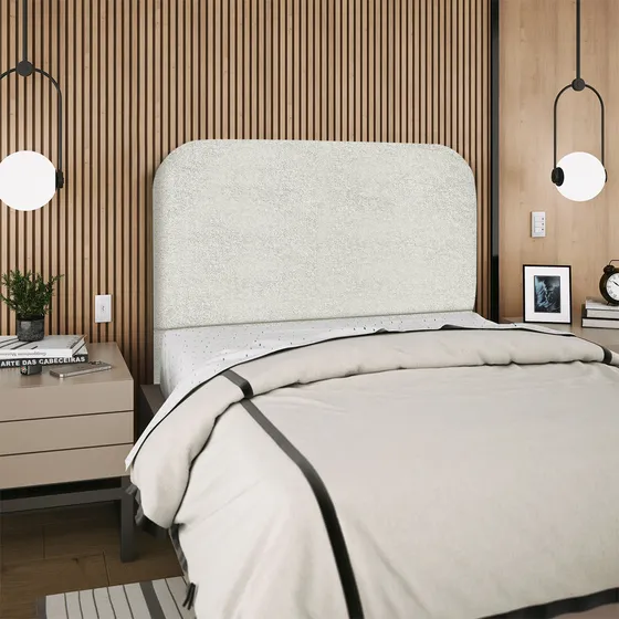 Cabeceira Cama Box Queen Alana 160cm Boucle Cinza Claro