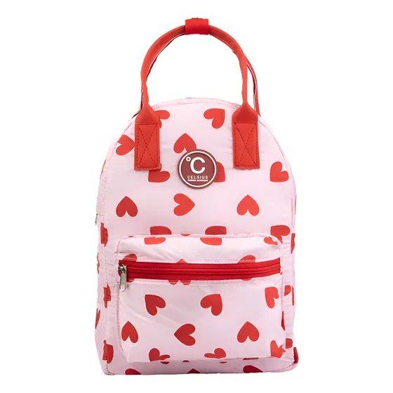 Mochila Escolar Celsius Bangkok Kids Jardín Infantil Color Rojo Diseño De La Tela Corazones