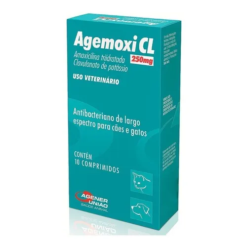 Agemoxi Cl 250 mg 10 Comprimidos Cães E Gatos Agener