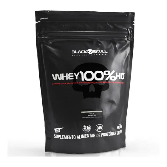 Whey Protein Black Skull Refil 100% Sabor Baunilha 900g
