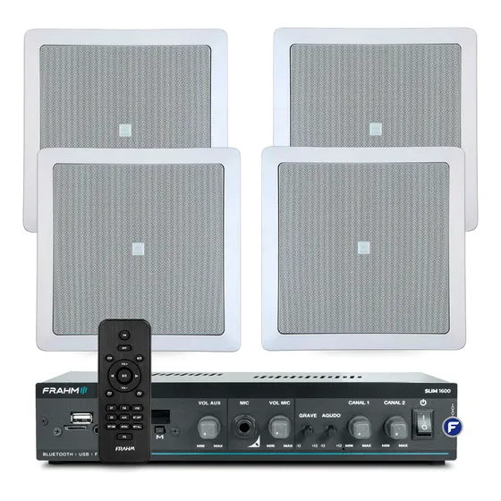 Kit Som Ambiente Teto Gesso Embutir Frahm + 4 Arandelas Jbl