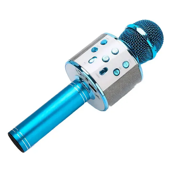 Microfone Sem Fio Bluetooth Usb Tf Karaokê Youtuber Reporter Cor Azul