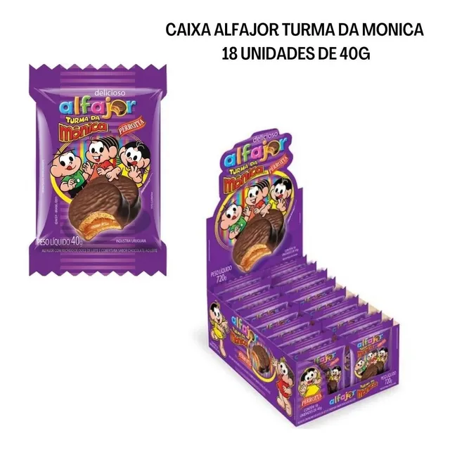 Cx 18 Un De Alfajor Da Mônica Original Doce De Leite 