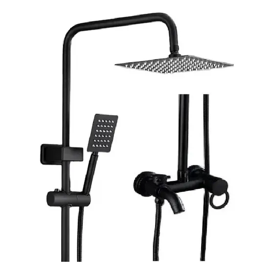 Columna Ducha Griferia Monocomando Exterior Color Negro