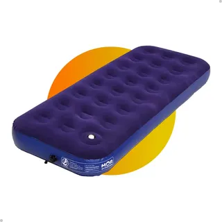 Vdq Colchão Inflável Solteiro Mor Azul - Fole Embutido - Camping Trilha Barraca M