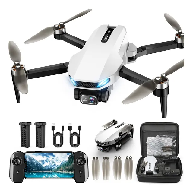 Drone Con Cámara Para Adultos, 2k Hd Gps Drone Con Retorno. Color Negro