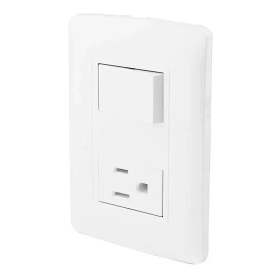 Placa Armada 1 Contacto 1 Apagador Sanelec 4459 Toscana Color Blanco 10A