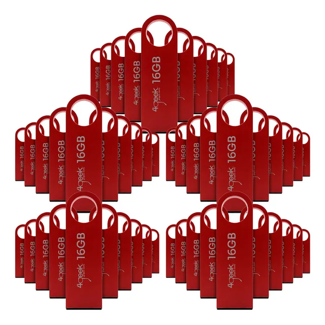 Kit 50 Memorias Usb 16gb Rojo 2.0 Bulk 4geek Liso